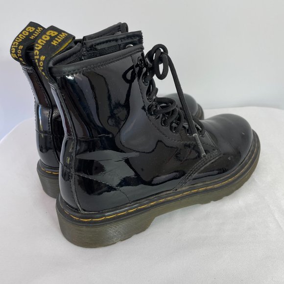 Girls Doc Marten Patent Leather Boots - Picture 2 of 8